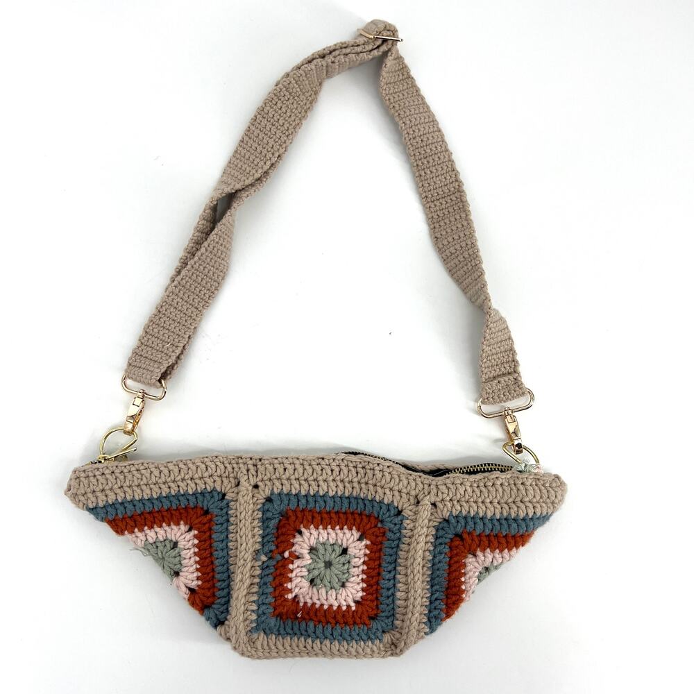 Handmade Granny Square Crochet Fanny Pack Cross Body Lined Purse
